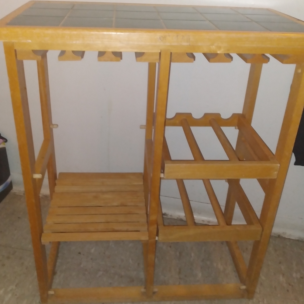 End table/wine glass holders.. ceramic tile...